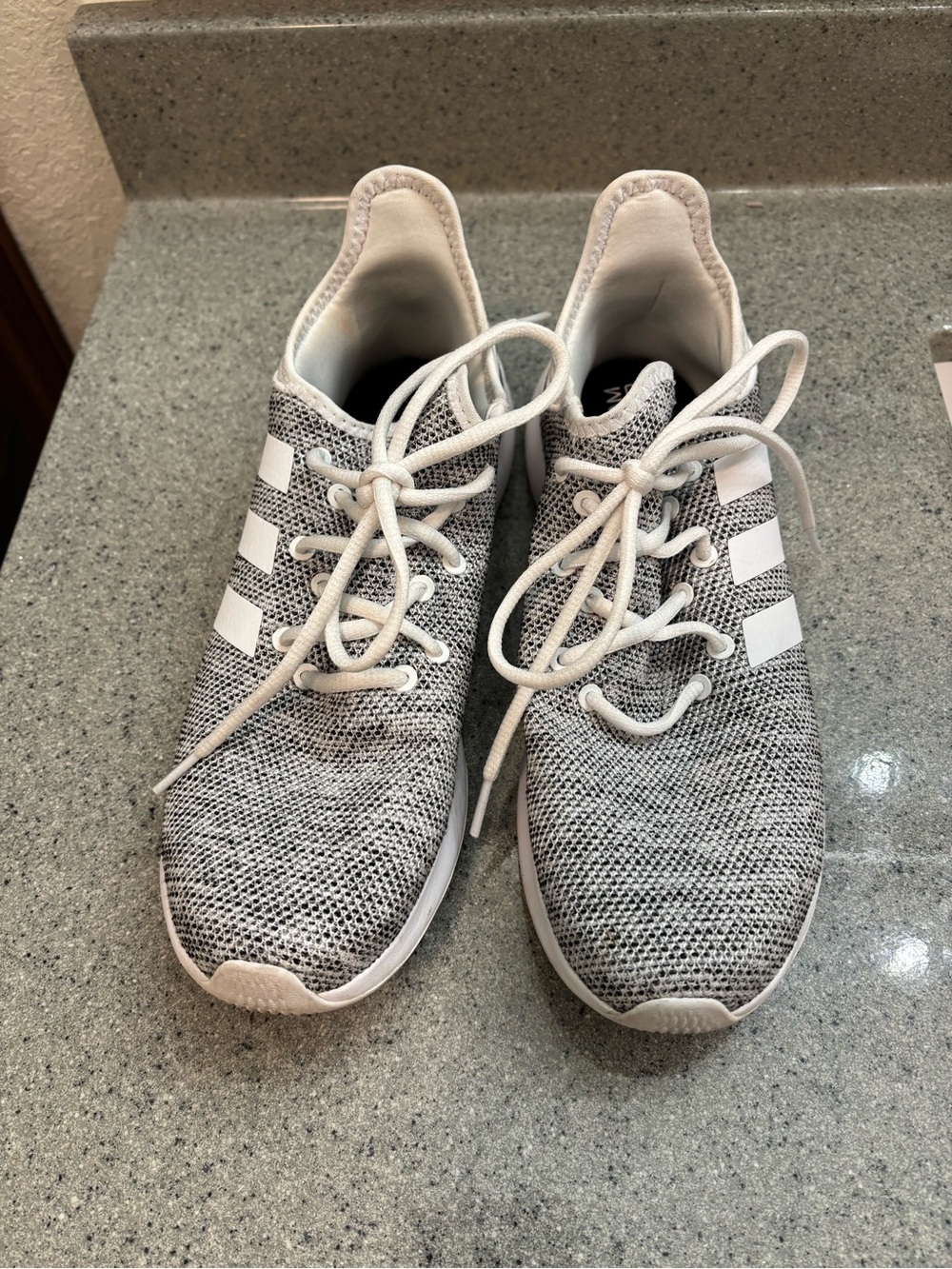 adidas women’s Knit Lace-Up Sneakers - White/Gray
